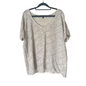 Eileen Fisher Women's Linen Blend Short Sleeve Lace Knit Sweater Top, Size XL